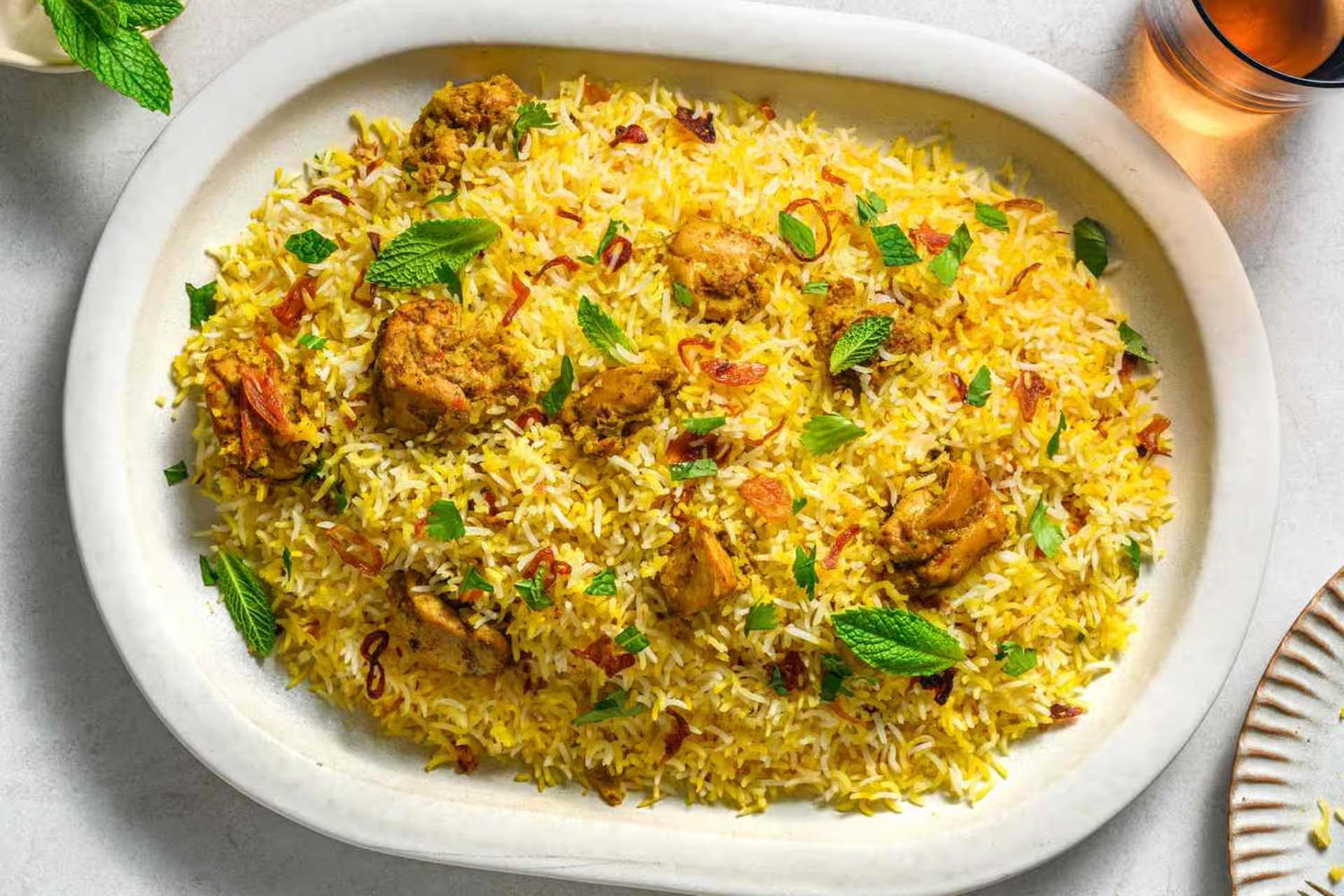Chicken biryani at Manvirros