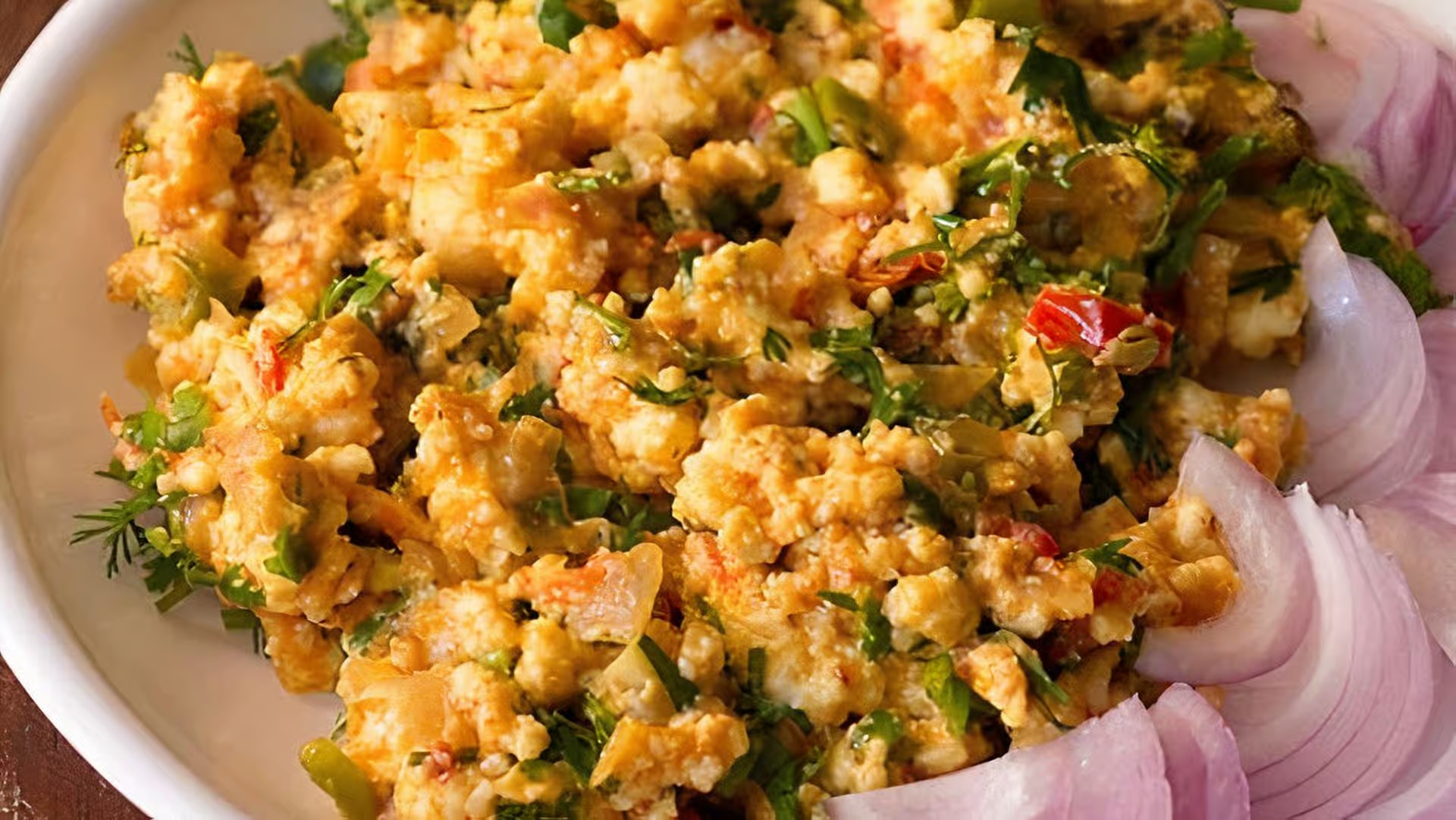 Paneer Bhurji at Manvirros Indian Grill - Scrambled Indian cottage cheese with spices, onions, and tomatoes